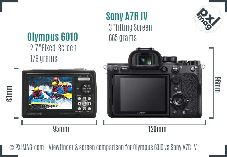 Olympus 6010 vs Sony A7R IV Screen and Viewfinder comparison