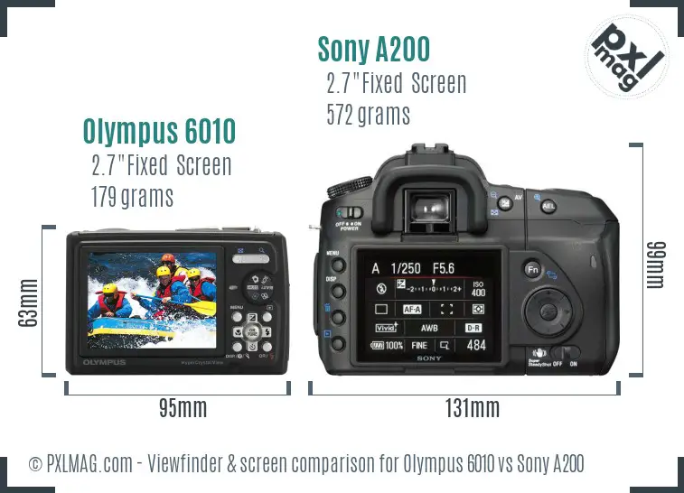 Olympus 6010 vs Sony A200 Screen and Viewfinder comparison