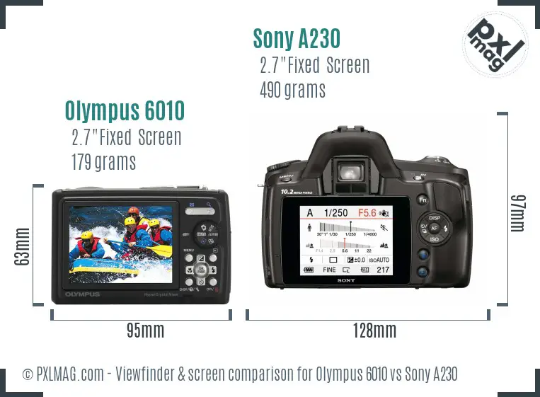 Olympus 6010 vs Sony A230 Screen and Viewfinder comparison