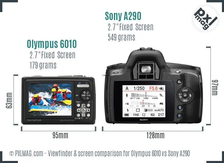 Olympus 6010 vs Sony A290 Screen and Viewfinder comparison
