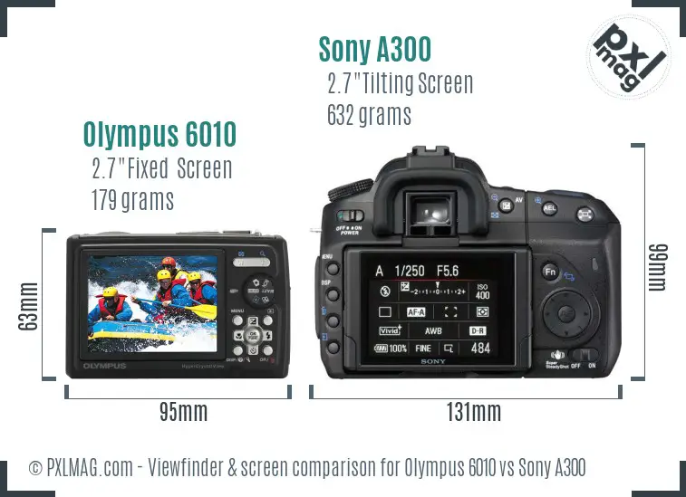 Olympus 6010 vs Sony A300 Screen and Viewfinder comparison