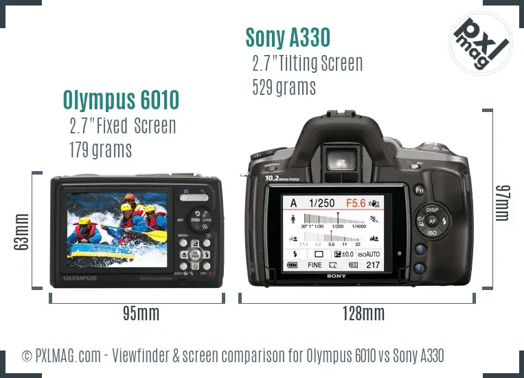 Olympus 6010 vs Sony A330 Screen and Viewfinder comparison