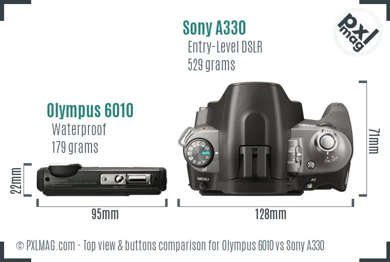 Olympus 6010 vs Sony A330 top view buttons comparison