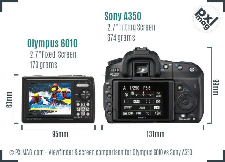 Olympus 6010 vs Sony A350 Screen and Viewfinder comparison