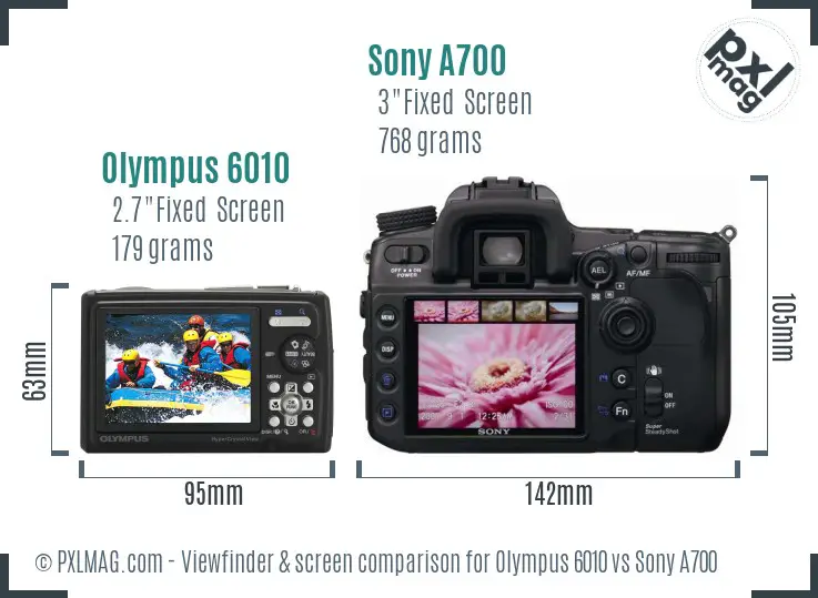 Olympus 6010 vs Sony A700 Screen and Viewfinder comparison