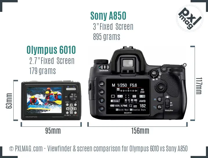 Olympus 6010 vs Sony A850 Screen and Viewfinder comparison