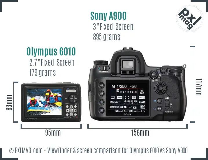 Olympus 6010 vs Sony A900 Screen and Viewfinder comparison