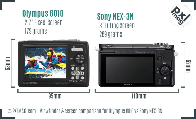 Olympus 6010 vs Sony NEX-3N Screen and Viewfinder comparison