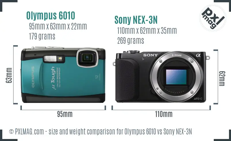 Olympus 6010 vs Sony NEX-3N size comparison