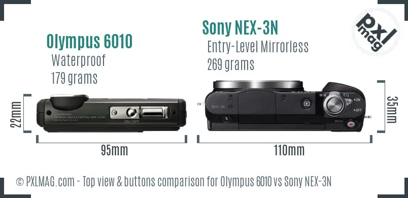Olympus 6010 vs Sony NEX-3N top view buttons comparison