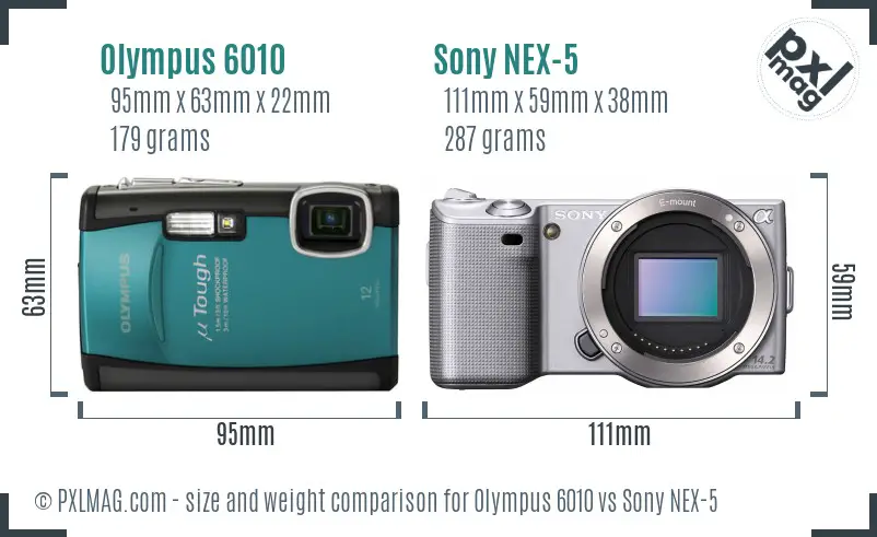 Olympus 6010 vs Sony NEX-5 size comparison