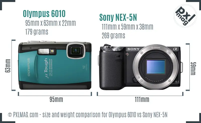 Olympus 6010 vs Sony NEX-5N size comparison