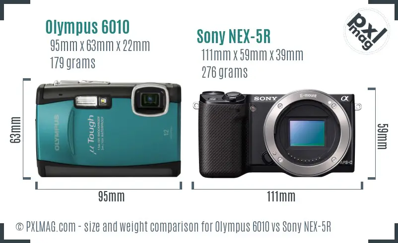 Olympus 6010 vs Sony NEX-5R size comparison