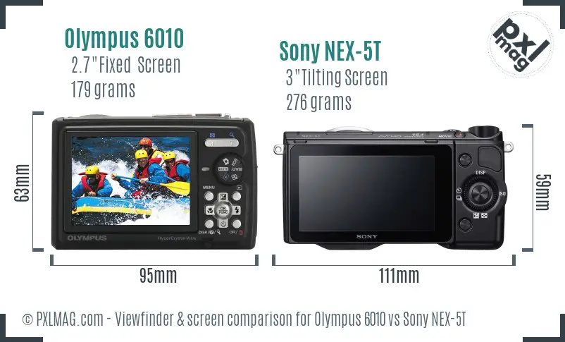 Olympus 6010 vs Sony NEX-5T Screen and Viewfinder comparison