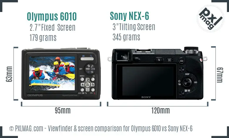 Olympus 6010 vs Sony NEX-6 Screen and Viewfinder comparison