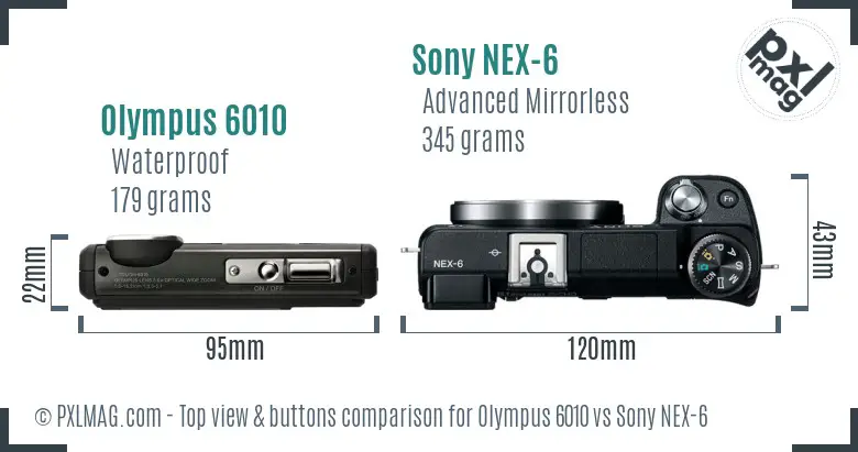 Olympus 6010 vs Sony NEX-6 top view buttons comparison