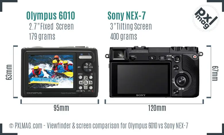 Olympus 6010 vs Sony NEX-7 Screen and Viewfinder comparison