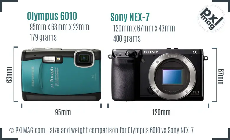 Olympus 6010 vs Sony NEX-7 size comparison