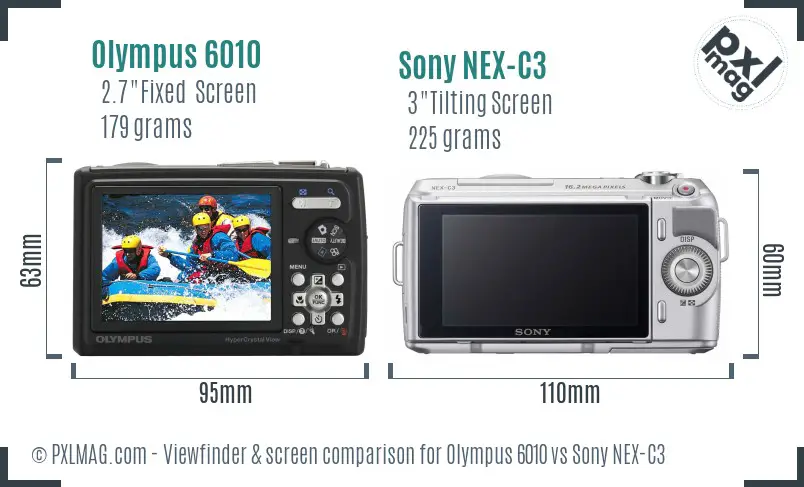 Olympus 6010 vs Sony NEX-C3 Screen and Viewfinder comparison