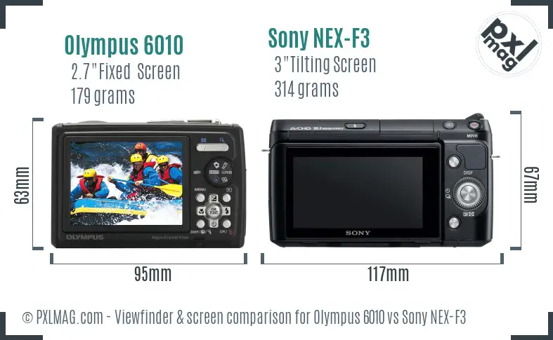 Olympus 6010 vs Sony NEX-F3 Screen and Viewfinder comparison