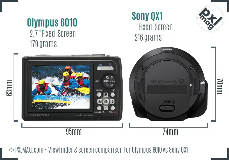 Olympus 6010 vs Sony QX1 Screen and Viewfinder comparison