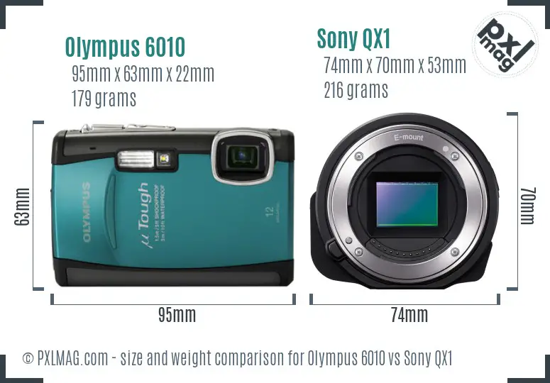 Olympus 6010 vs Sony QX1 size comparison