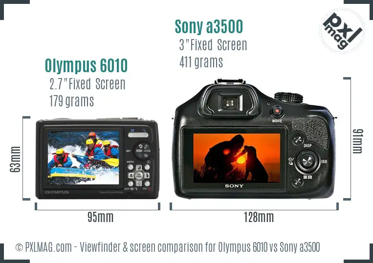 Olympus 6010 vs Sony a3500 Screen and Viewfinder comparison Olympus 6010 vs Sony a3500 Screen and Viewfinder comparison