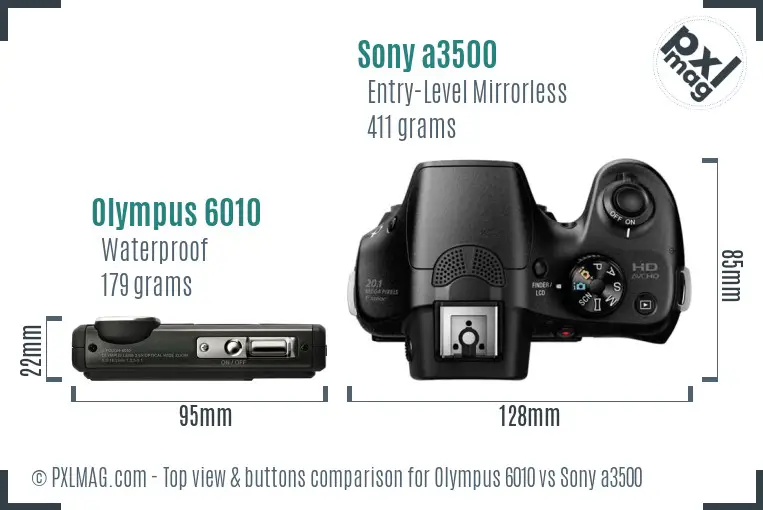 Olympus 6010 vs Sony a3500 top view buttons comparison Olympus 6010 vs Sony a3500 top view buttons comparison