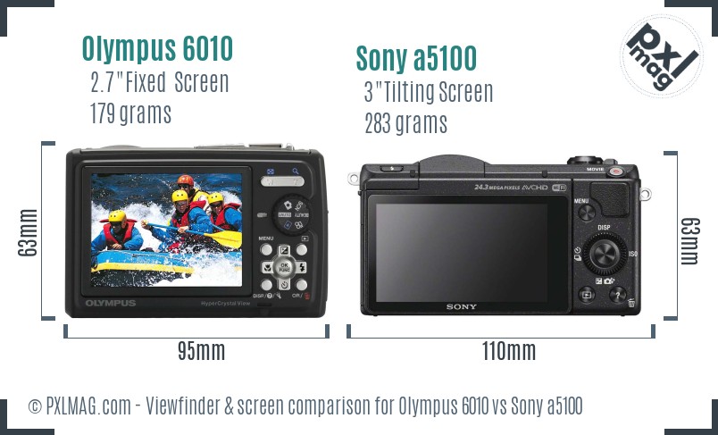 Olympus 6010 vs Sony a5100 Screen and Viewfinder comparison