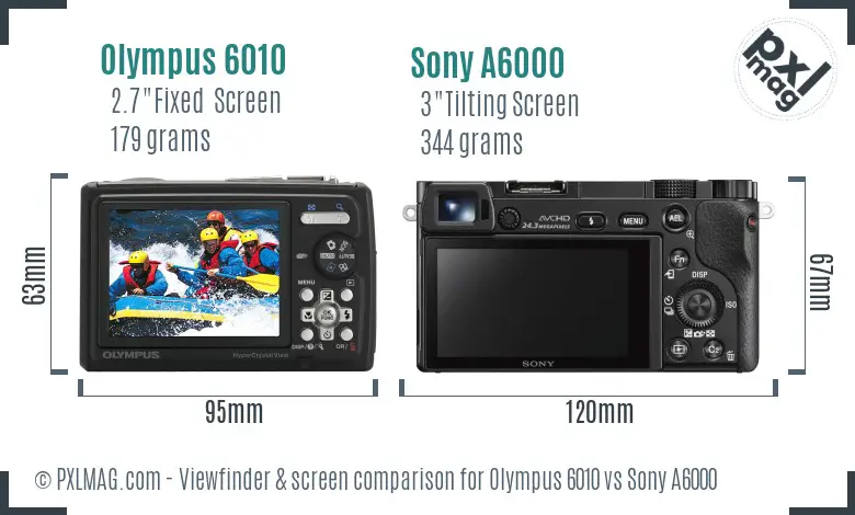 Olympus 6010 vs Sony A6000 Screen and Viewfinder comparison