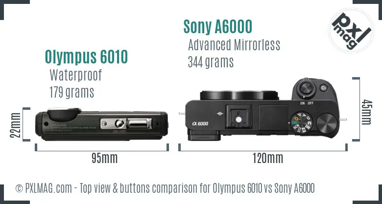 Olympus 6010 vs Sony A6000 top view buttons comparison