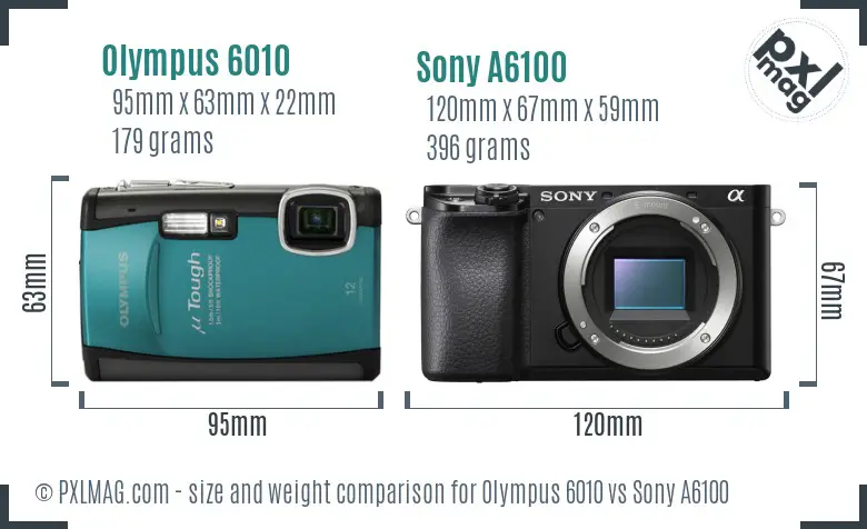 Olympus 6010 vs Sony A6100 size comparison