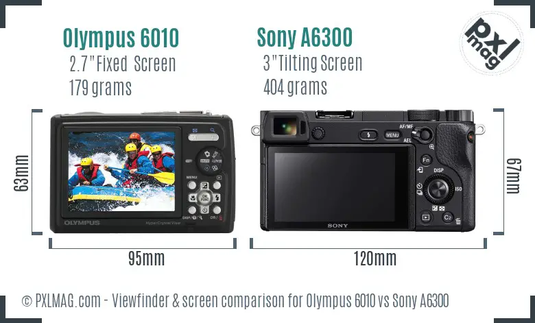 Olympus 6010 vs Sony A6300 Screen and Viewfinder comparison