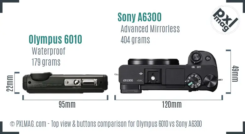 Olympus 6010 vs Sony A6300 top view buttons comparison