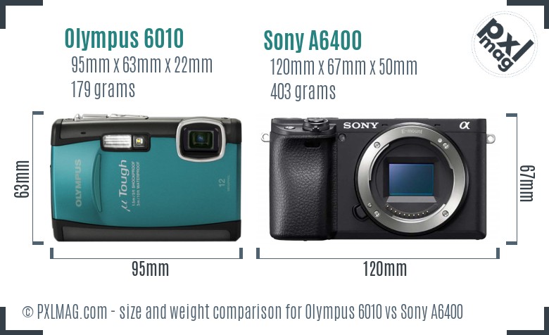 Olympus 6010 vs Sony A6400 size comparison