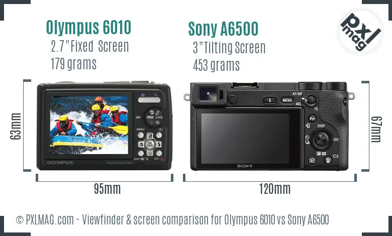 Olympus 6010 vs Sony A6500 Screen and Viewfinder comparison