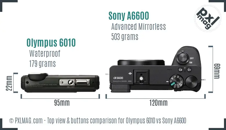 Olympus 6010 vs Sony A6600 top view buttons comparison