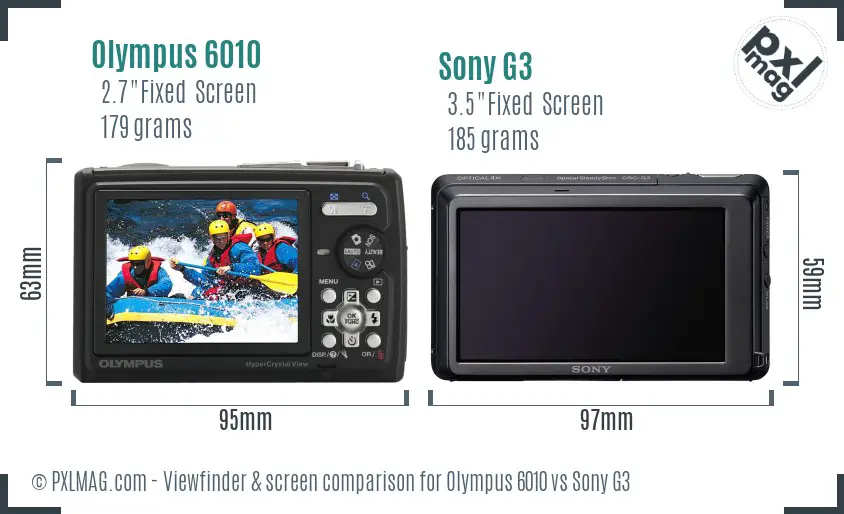 Olympus 6010 vs Sony G3 Screen and Viewfinder comparison