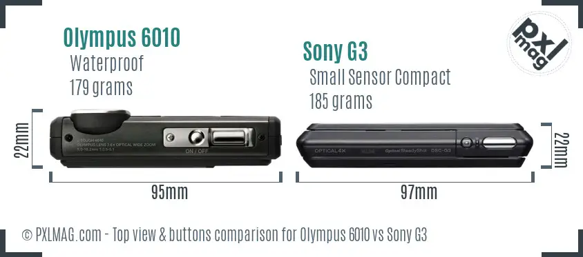 Olympus 6010 vs Sony G3 top view buttons comparison