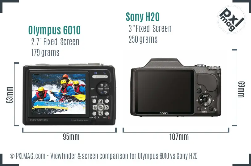 Olympus 6010 vs Sony H20 Screen and Viewfinder comparison