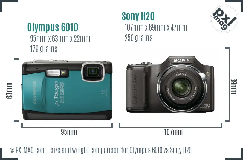 Olympus 6010 vs Sony H20 size comparison