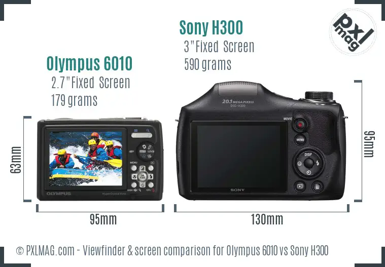 Olympus 6010 vs Sony H300 Screen and Viewfinder comparison