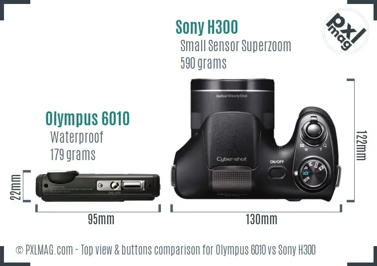 Olympus 6010 vs Sony H300 top view buttons comparison
