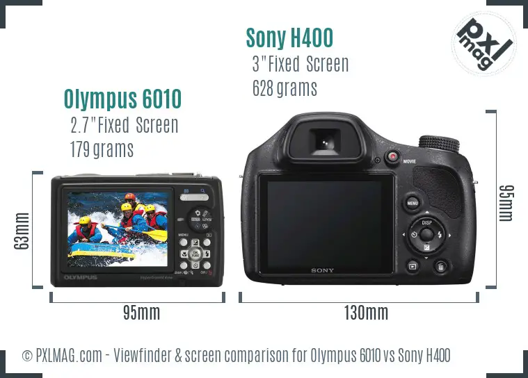 Olympus 6010 vs Sony H400 Screen and Viewfinder comparison