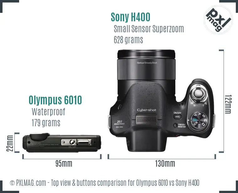 Olympus 6010 vs Sony H400 top view buttons comparison