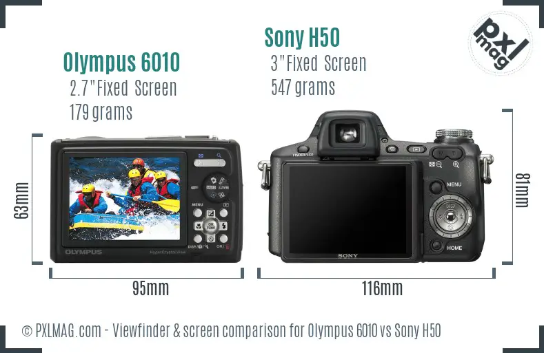 Olympus 6010 vs Sony H50 Screen and Viewfinder comparison