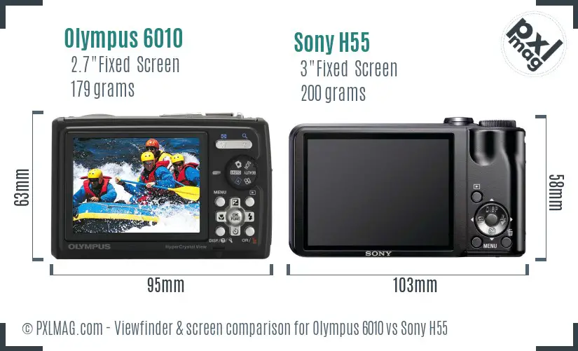 Olympus 6010 vs Sony H55 Screen and Viewfinder comparison