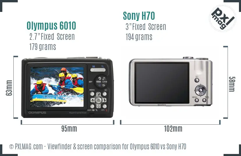 Olympus 6010 vs Sony H70 Screen and Viewfinder comparison