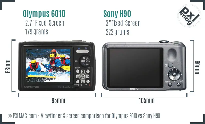 Olympus 6010 vs Sony H90 Screen and Viewfinder comparison