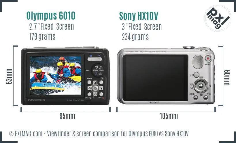 Olympus 6010 vs Sony HX10V Screen and Viewfinder comparison